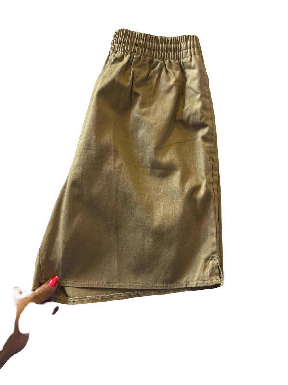 Blair Olive/Tan Elastic-Waist Midi Skirt